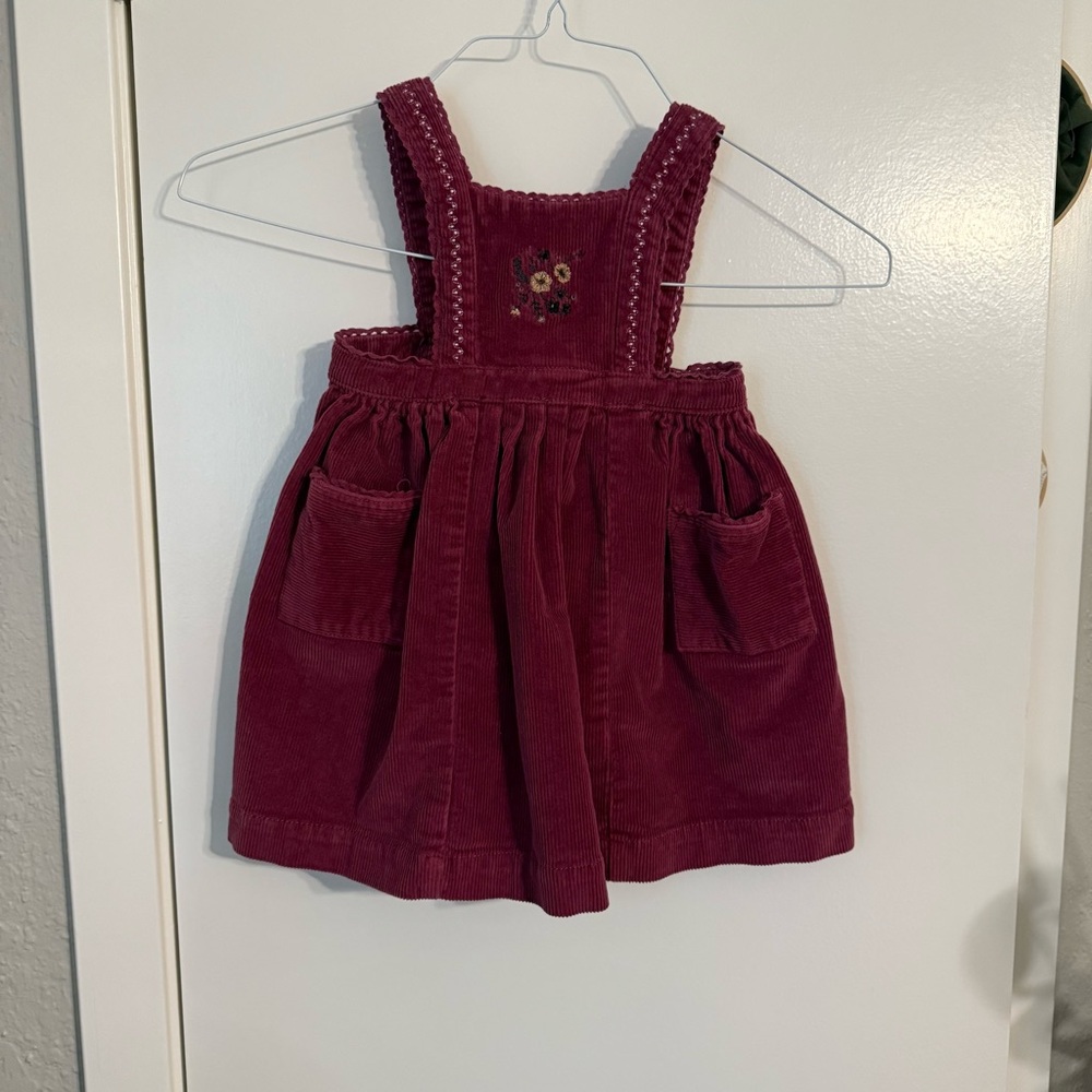 Plum Corduroy Dress with embroidery (runs big!)